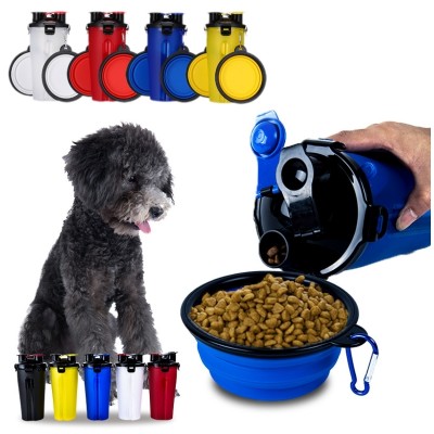 Outdoor pet portable dog travel drink water bottle dual-use food bottle feeder