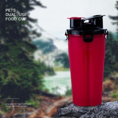 Pet outdoor travel dual-use portable water bottle for dogs and food feeder